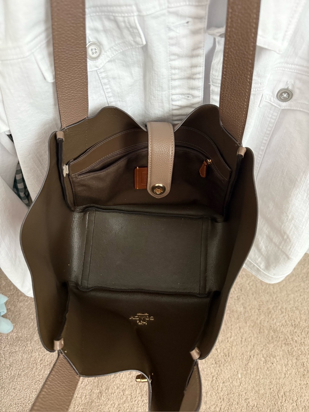 Coach Brown Pebbled Leather Messenger Tote